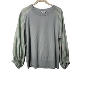 Akris Punto Sage Mint Green Sweater Striped Long Sleeves Sz 8 wool silk